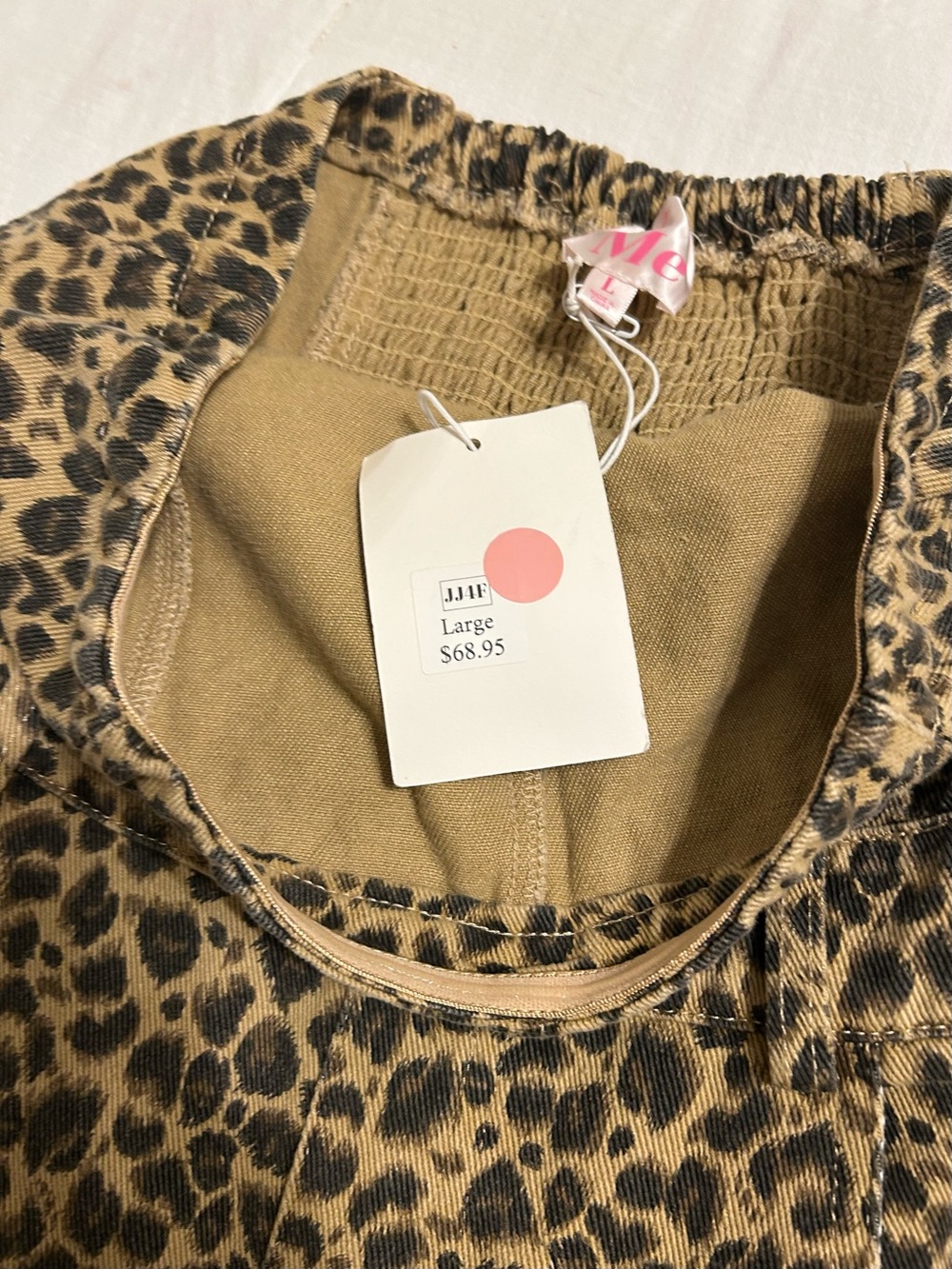 NWT So Me Leopard Print Strapless Wide Leg Denim Jumpsuit Large - Picture 11 of 12